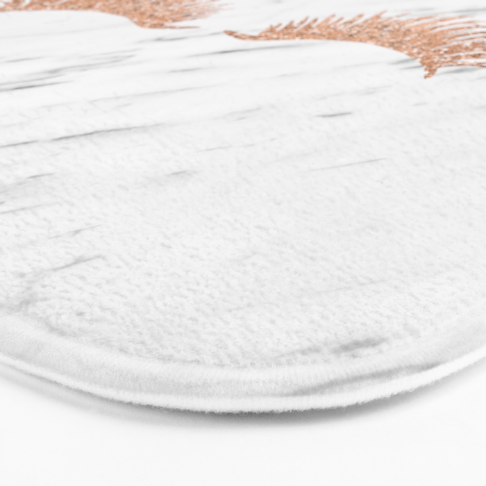 Rose gold marble lash envy Bath Mat by marbleco Society6