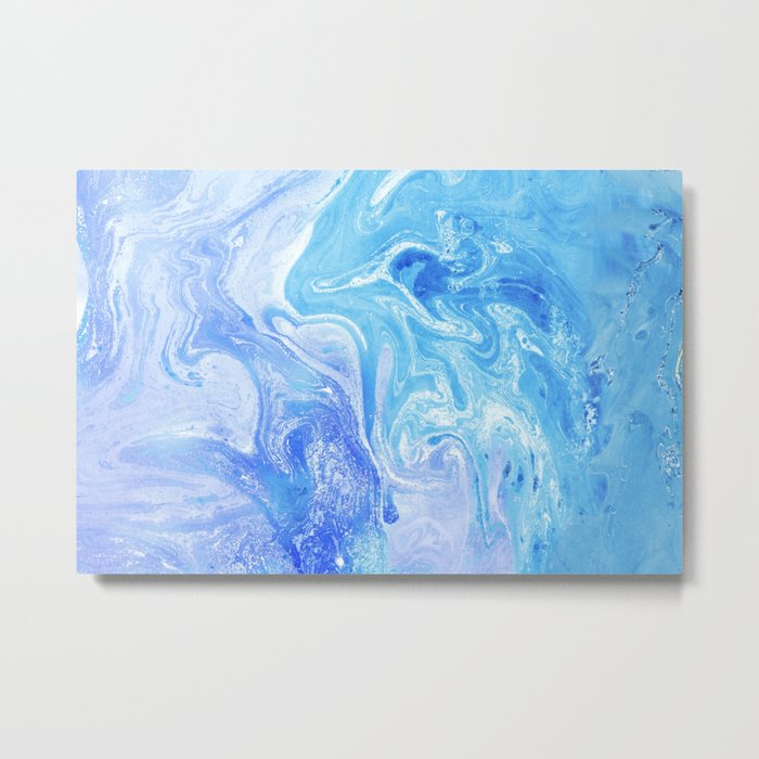 Unicorn Turquoise & Blue Marbled Watercolor Metal Print