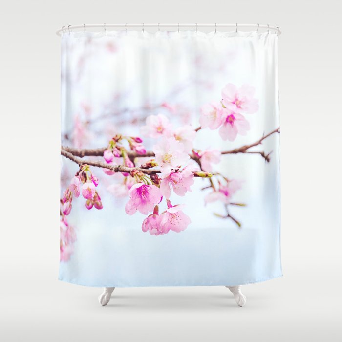 Japanese Cherry Blossom Tree Oh Kanzakura Shower Curtain
