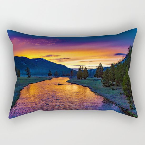 Sundown At Yellowstone Rectangular Pillow