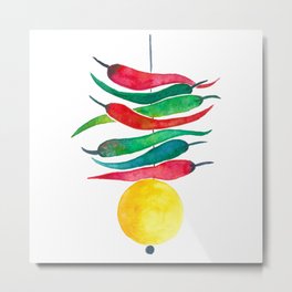 Lemon chilli charm Metal Print | Mirchi, Painting, Totka, Nimboo, Indian, Evileye, India, Watercolor, Charm, Lucky 