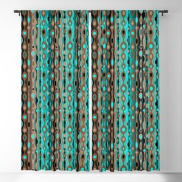 Retro Bohemian Gypsy Beaded Dangles // Vertical Gradient Chocolate Brown, Turquoise, Teal Blackout Curtain