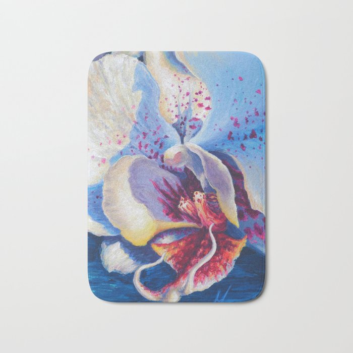 White Orchid Acrylic Painting Bath Mat