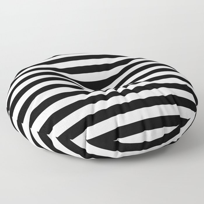 Black and White Horizontal Stripes | Classic Cabana Stripe Floor Pillow
