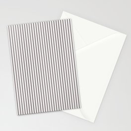 Bark Brown and White Micro Vertical Vintage English Country Cottage Ticking Stripe Stationery Card