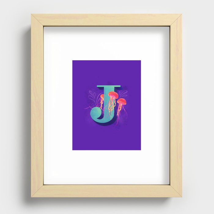 Aquatic Alphabet: Jellyfish Recessed Framed Print