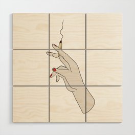 Hand Girl Smoking Joint Wood Wall Art