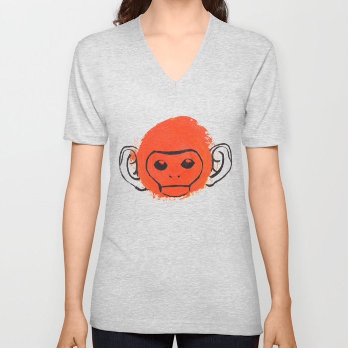 Monkey V Neck T Shirt