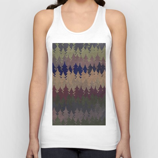 The secret forest at late afternoon- Dark tree pattern #Society6 Unisex Tank Top