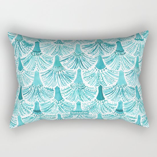 MERMAID TAILS Nautical Scallop Pattern Rectangular Pillow