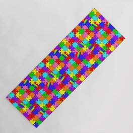 Autism Acceptance and Awareness Spectrum Rainbow Puzzle Pieces Yoga Mat