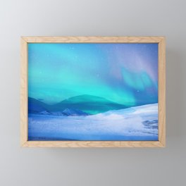 Northern Lights Landscape Colorful blue Framed Mini Art Print