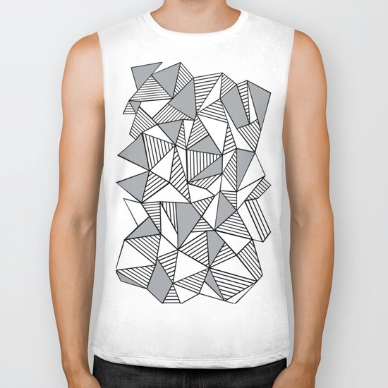 Abstract Lines With Grey Blocks Biker Tank