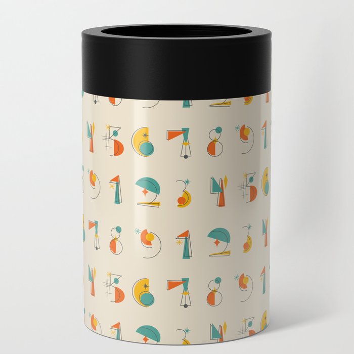 Mid Century Modern Inspired Numbers Pattern 1-9 Can Cooler