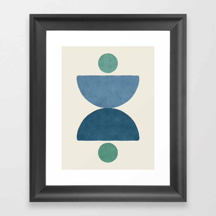 Half-circle Balance - Blue Green Framed Art Print