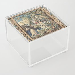 Antique 18th Century Peacock and Phoenix French Aubusson Tapestry Acrylic Box
