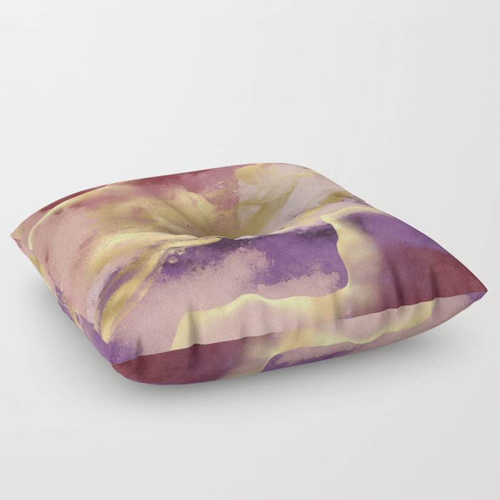 Colorful Gold Textured Abstract Marble Art Print Floor Pillow