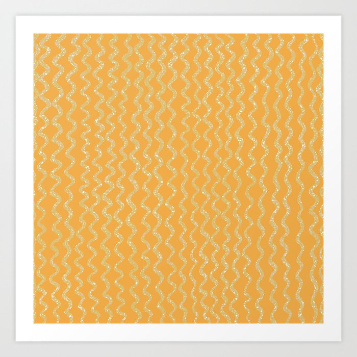 Yellow Squiggles Pattern Art Print