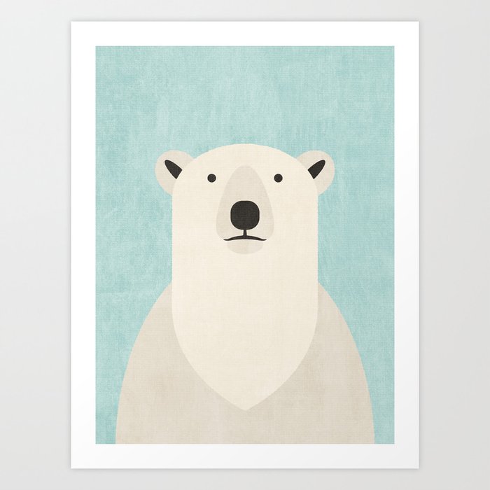 FAUNA / Polar Bear Art Print | Painting, Animal, Animals, Painting, Illustration, Minimalist, Geometric, Digital, Nursery, Kids