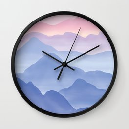 Magical Watercolor Mountains, Pastel Candy Color Wall Clock | Nature, Decor, Pink, Peaks, Mountain, Blush, Color, Gift, Candy, Mountains 