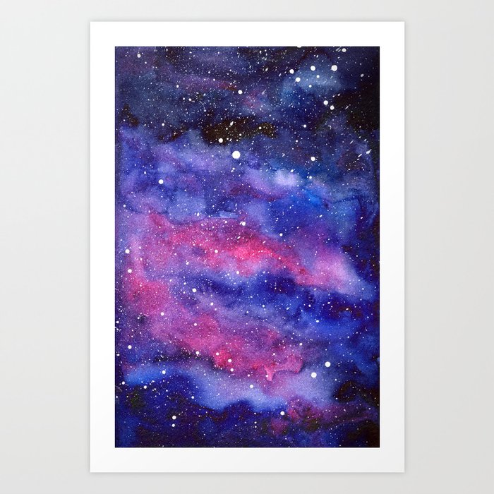 Nebula Galaxy Watercolor Space Sky Art Print
