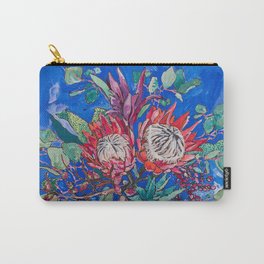 Painterly Bouquet of Proteas in Greek Horse Urn on Blue Carry-All Pouch