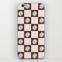 Vintage Blush & Black Floral Checkered Pattern iPhone Skin