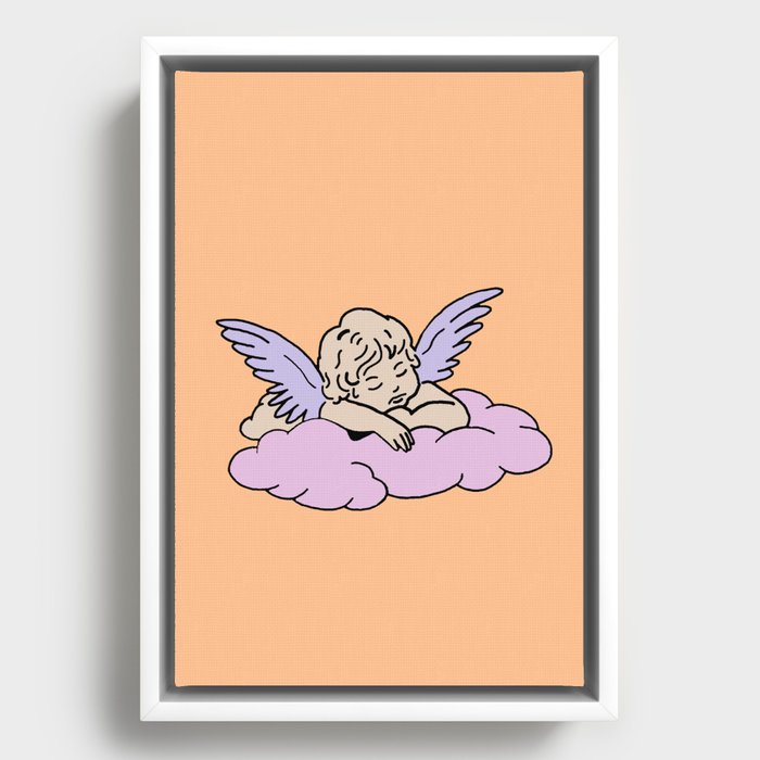 cupid cherub sleepy angel of love cute illustration  Framed Canvas