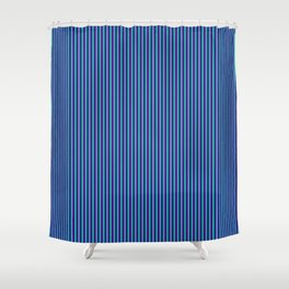 [ Thumbnail: Light Sea Green & Indigo Colored Lines/Stripes Pattern Shower Curtain ]