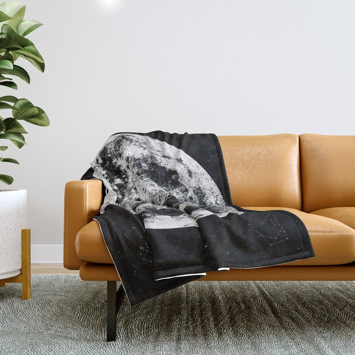 Black + White Full Moon, print by Christy Nyboer Throw Blanket