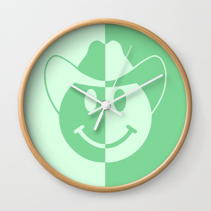 Smiley Cowboy - Green Wall Clock