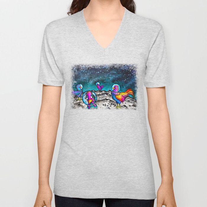 Space Chickens V Neck T Shirt