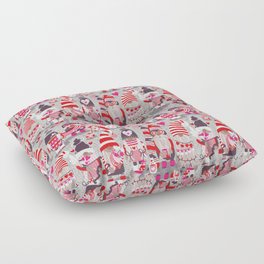 I gnome you more // grey background red and pink Valentine's Day gnomes and motifs Floor Pillow