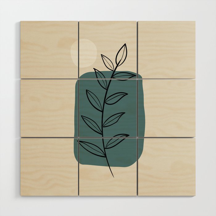 Modern Midcentury Botanical Leaf Plant Shape Graphic Design 3 2023 COTY Vining Ivy PPG1148-6 Accents Wood Wall Art