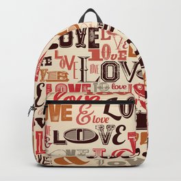 Love. Valentines Day typography pattern Backpack | Painting, Illustration, Vintage, Pattern, Seamlesspattern, Valentine, Lovedays, Typographic, Love, Holiday 