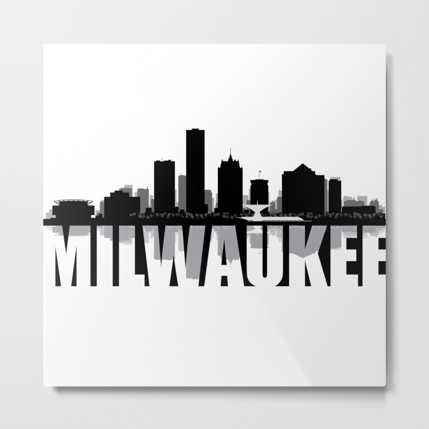 Milwaukee Silhouette Skyline Metal Print By Rayhyra Society6