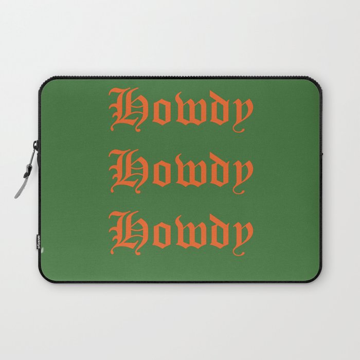 Old English Howdy Green and Orange Laptop Sleeve