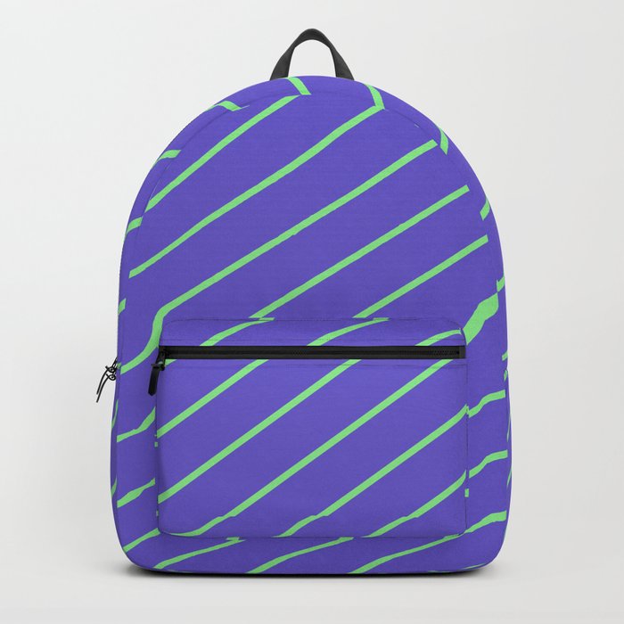 Light Green and Slate Blue Colored Lines/Stripes Pattern Backpack