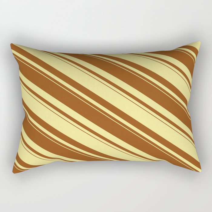 Tan and Brown Colored Lines/Stripes Pattern Rectangular Pillow