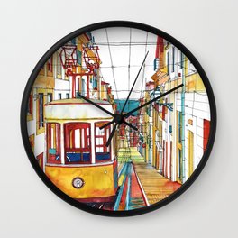 Coloring book Southern Europe Cities: Lisbon colored Wall Clock