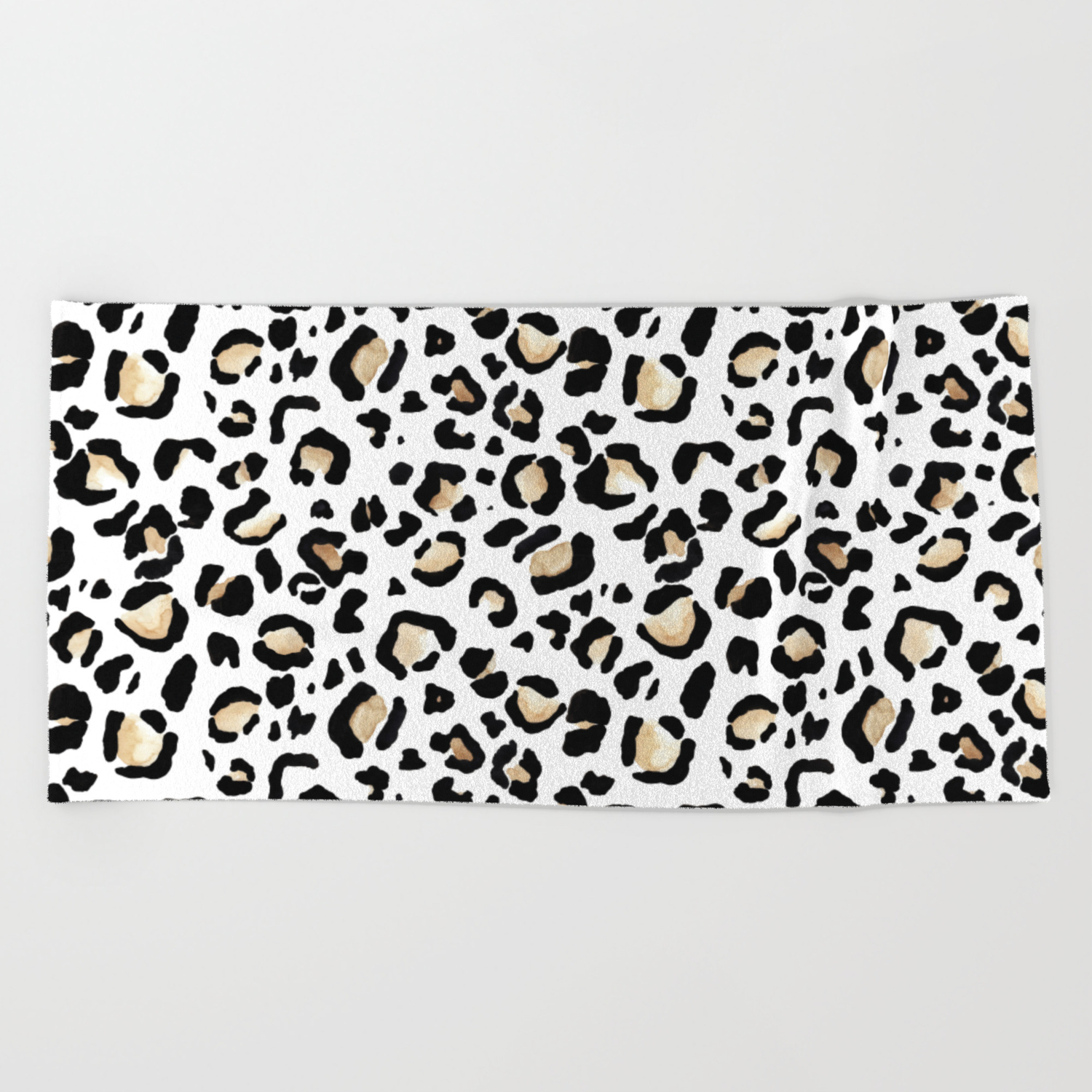 Leopard Animal Print Watercolour Painting Beach Towel By