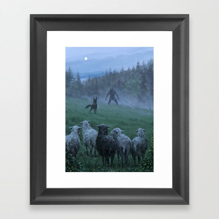 Shepherd and his faithful dog Framed Art Print