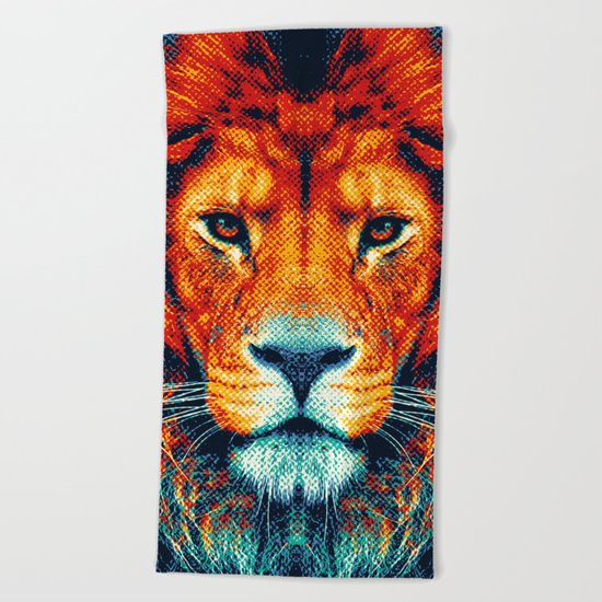 Lion - Colorful Animals Beach Towel