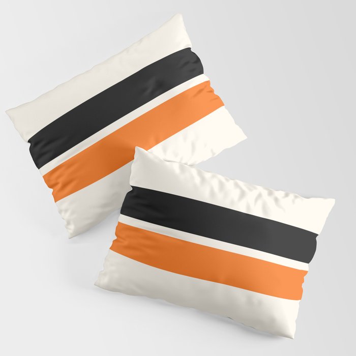 2 Stripes Black Orange Pillow Sham