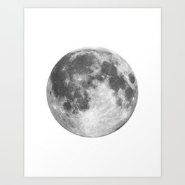 Full Moon phase print black-white monochrome new lunar eclipse poster home bedroom wall decor Art Print