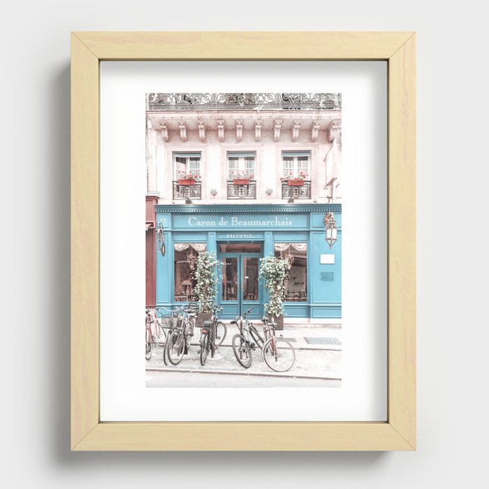 Paris Blue Architecture Bike Photography Recessed Framed Print