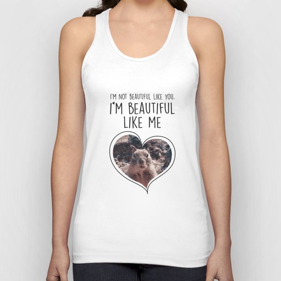 Proud Squirrel Sunbathing at the Lake Unisex Tank Top