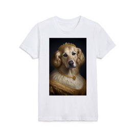 Queen Golden Retriever Dog Breed Portrait Royal Renaissance Animal Painting Kids T Shirt