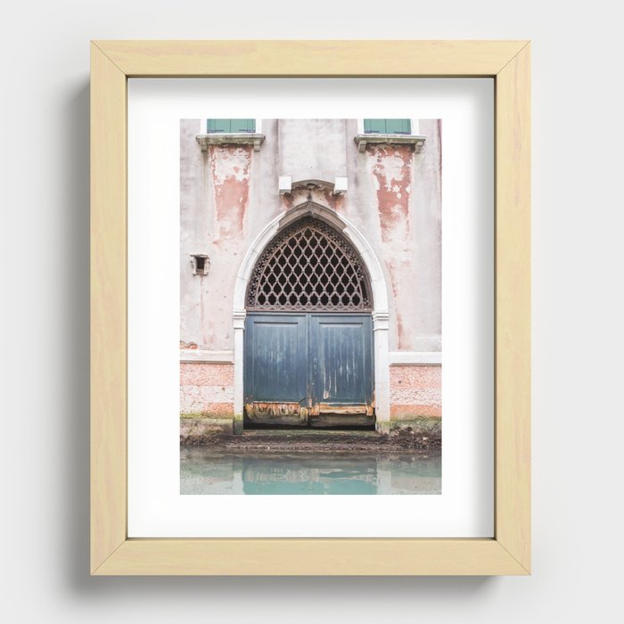 Pastel Rose Door Detail in Venice, Italy Recessed Framed Print