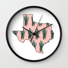 Pink Cactus Texas Wall Clock